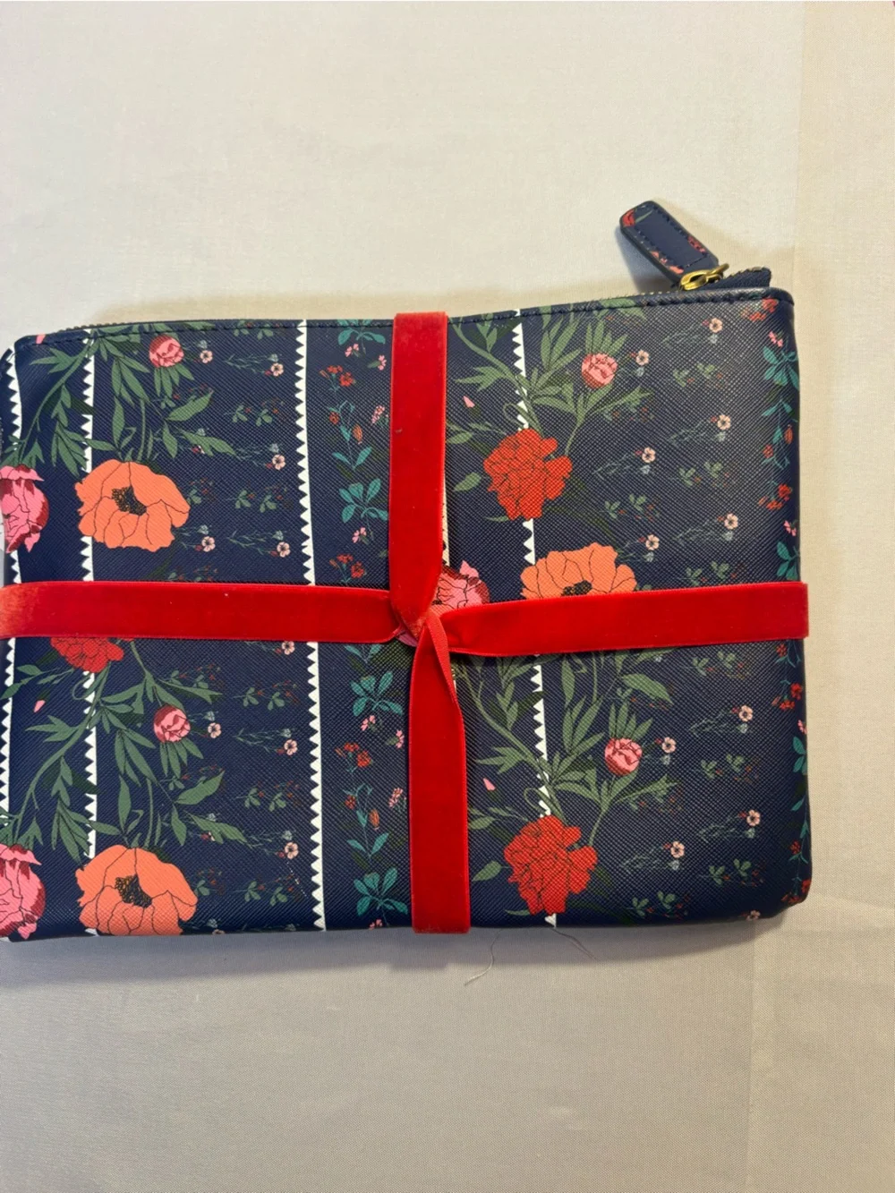 Anthropologie 3 Piece Preppy Cosmetic Bag Set New